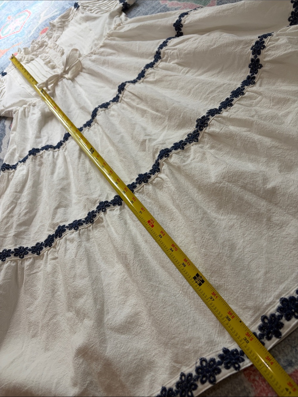 Ivy City Co Santorini tiered dress, 100%, cotton, embroidered flower details. - Picture 10 of 13